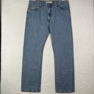 Levi's 505 Mens 40x34 Regular Straight Fit Jeans Blue Denim Mid Rise Zip Fly eg